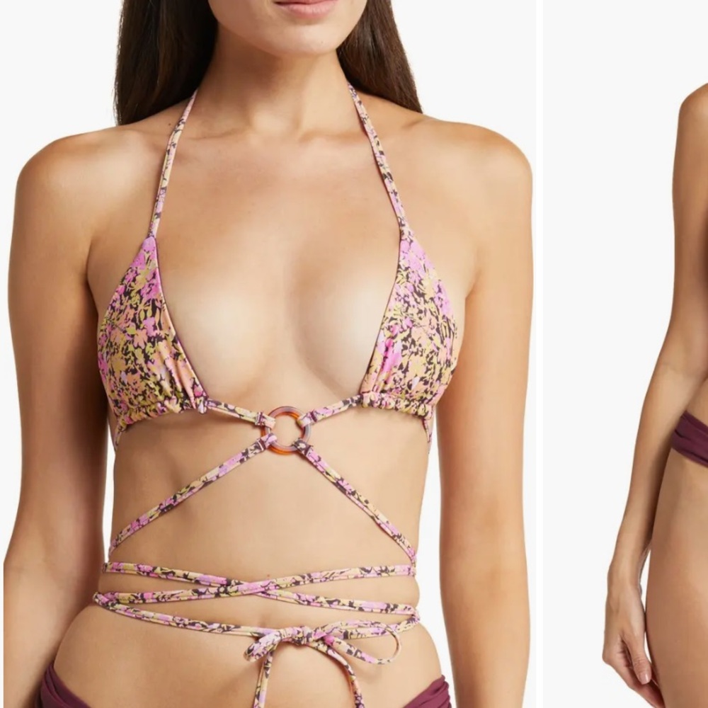 House of CB Naxos Bikini Set XL Strappy Wrap Floral Reversible Tie Swim Summer